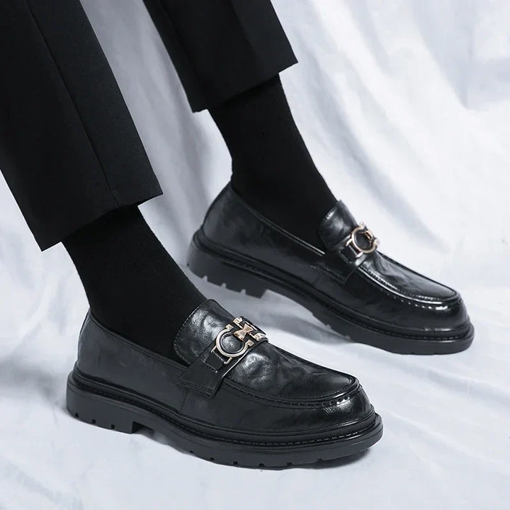 Mens Leather Loafers Slip-On Classic Fit