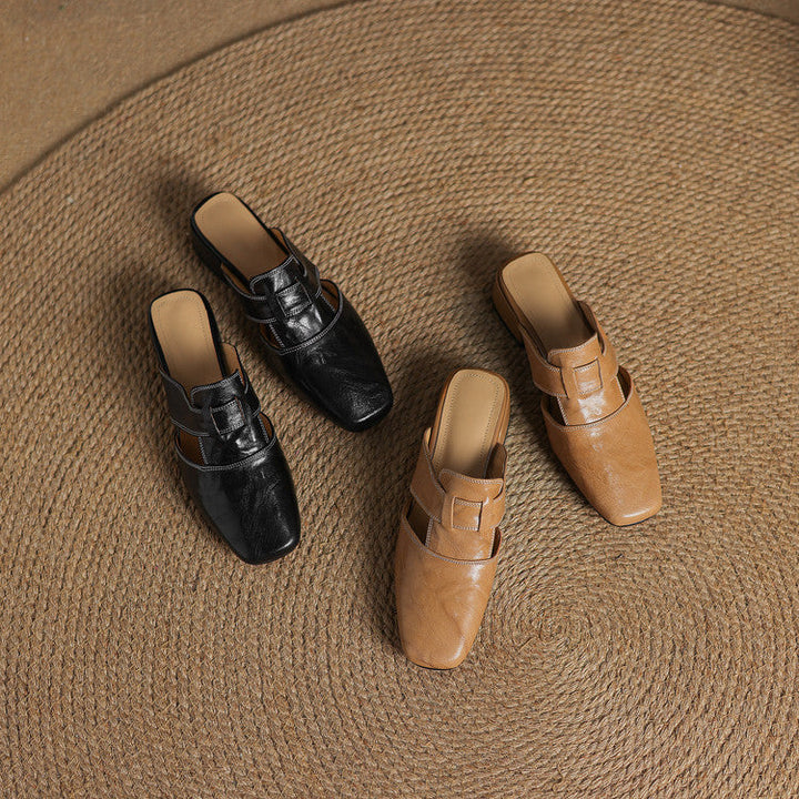 Womens Leather Mules Genuine Leather Slip-On