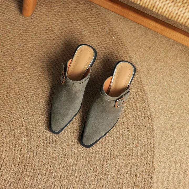 Womens Suede Mules Slip-On Style