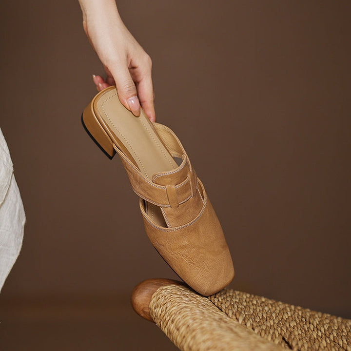 Womens Leather Mules Genuine Leather Slip-On