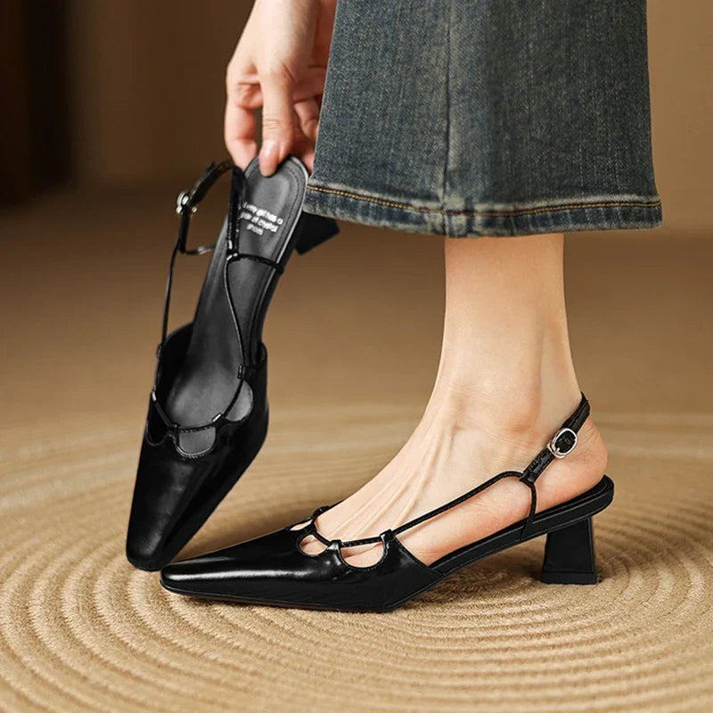 Womens Genuine Leather Slingback Shoes - BritishMode