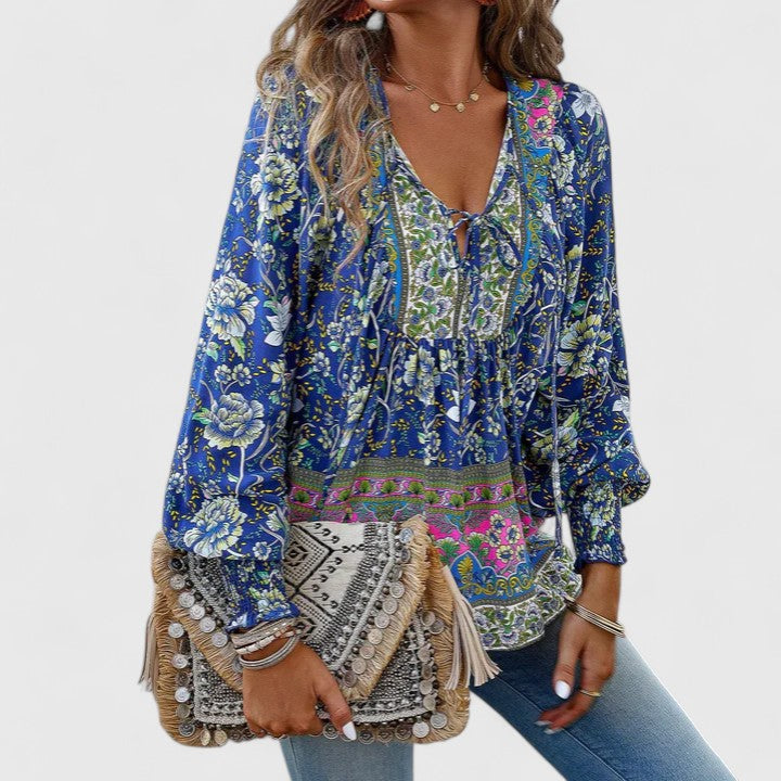 Womens Peasant Blouse Lightweight Long Sleeve Relaxed Fit