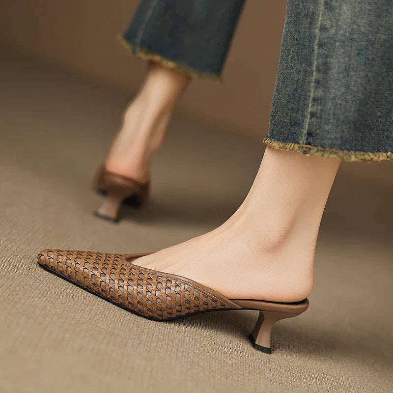Womens Genuine Leather Mules Slip-On Style