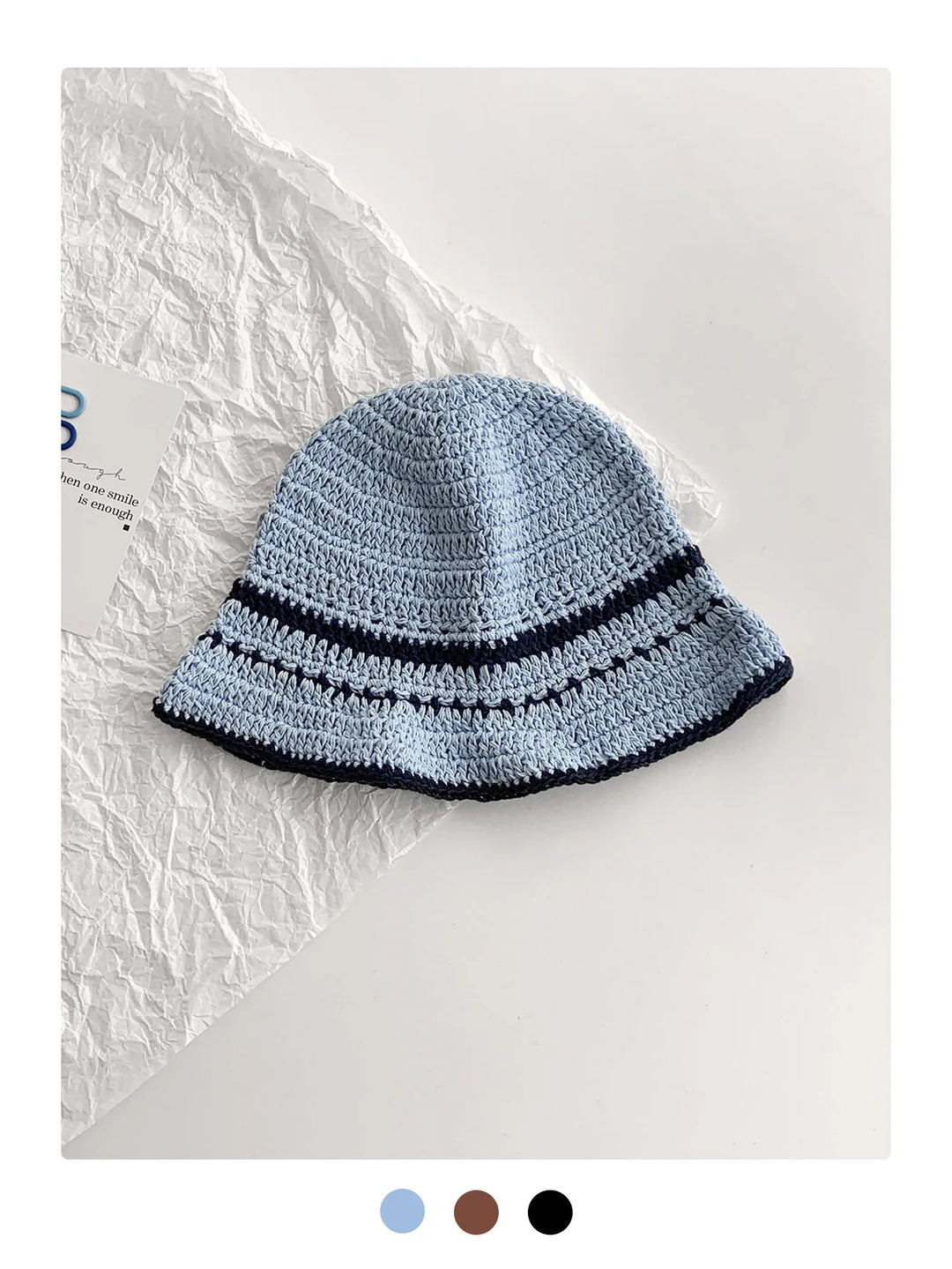 Womens Knit Fisherman Hat Striped Pattern