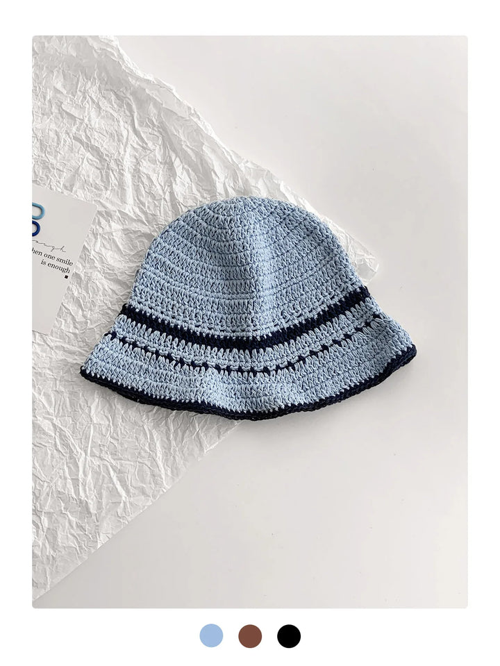 Womens Knit Fisherman Hat Striped Pattern