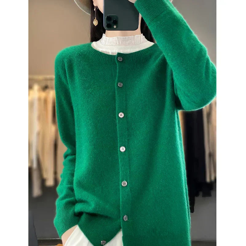 Womens Wool Cardigan Sweater Soft Open Front
