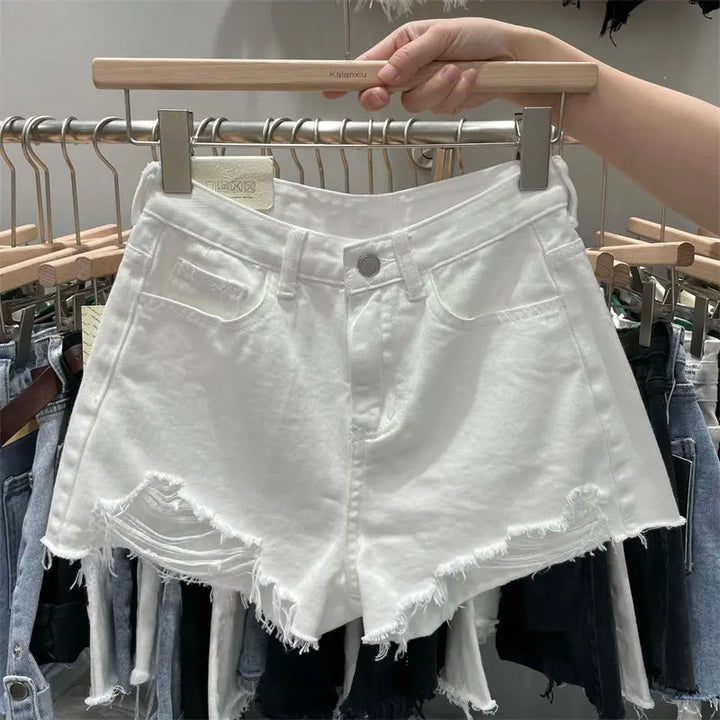 Womens Distressed Denim Shorts Comfortable Relaxed Fit