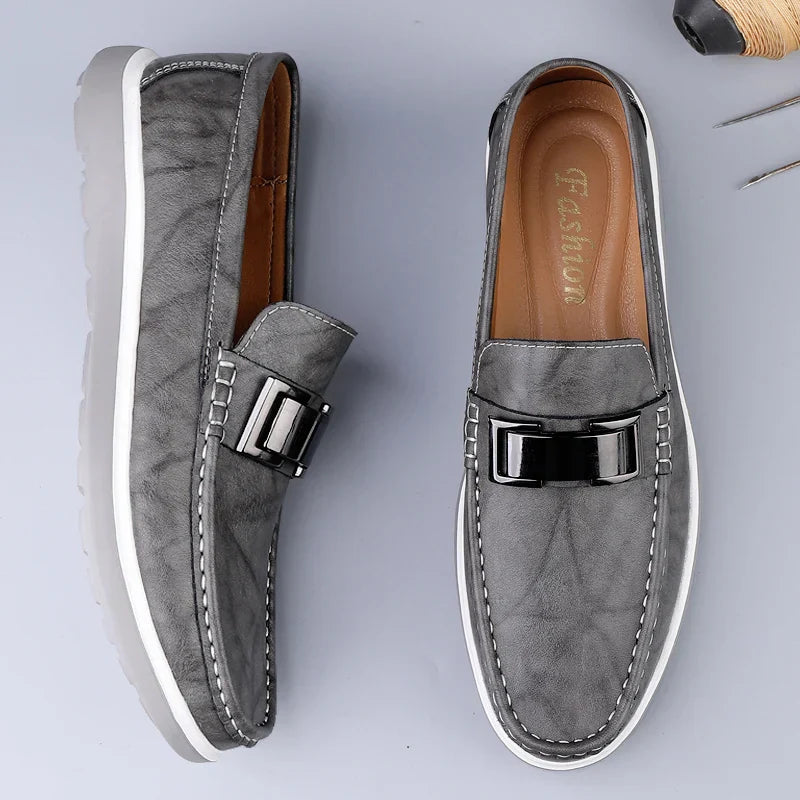 Mens Loafers Genuine Leather Slip-On