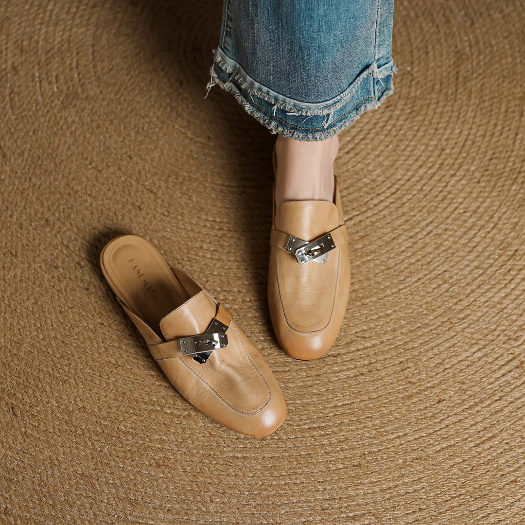 Womens Leather Mules Genuine Leather Slip-On