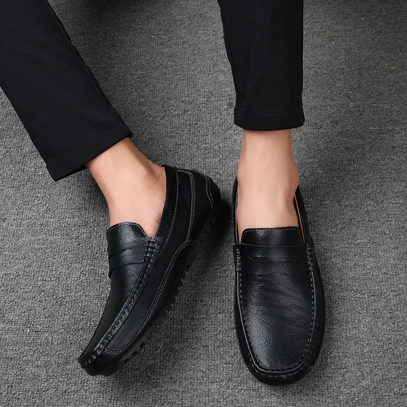 Mens Loafers Genuine Leather Slip-On