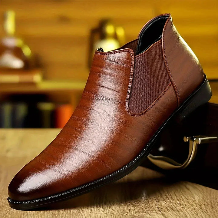 Mens Leather Business Casual Boots Comfortable Timeless Style