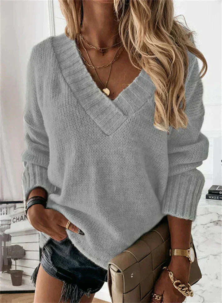 Womens V-Neck Sweater Knitwear Stylish Fit