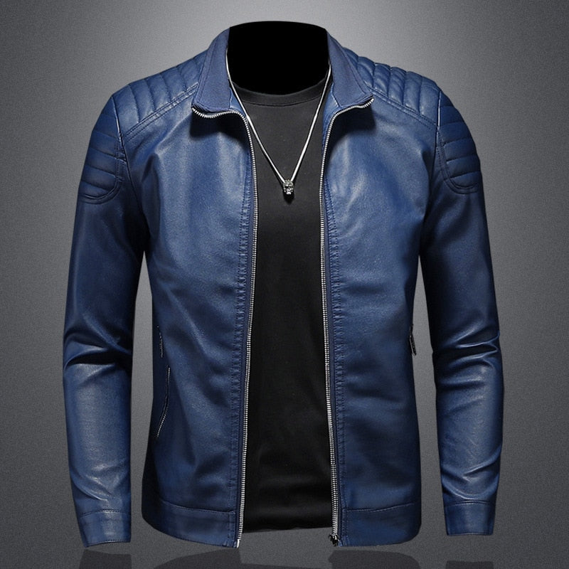 Mens Fitted Leather Moto Jacket - BritishMode