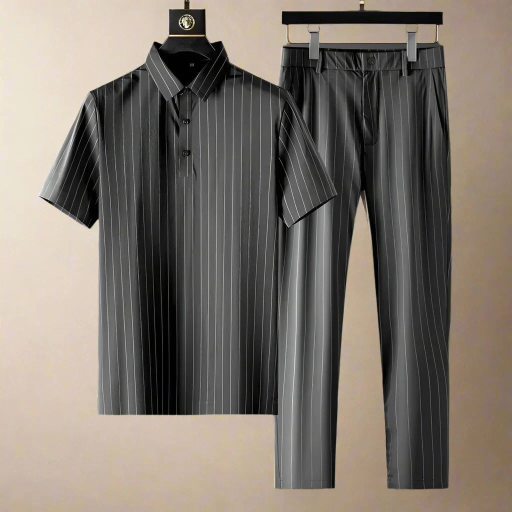 Mens Polo Shirt and Trousers Cotton Smart Casual Set