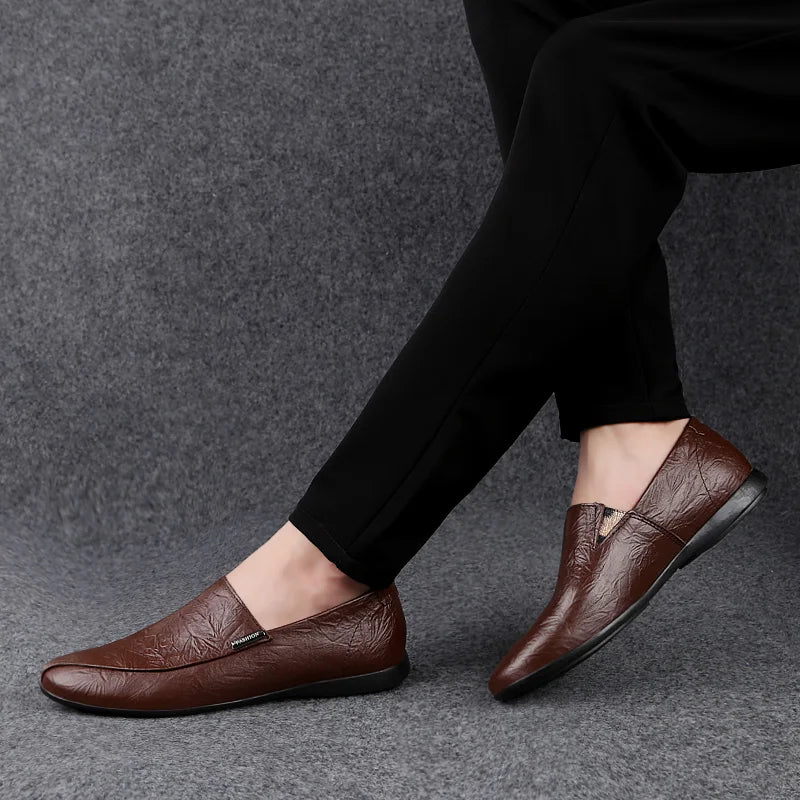 Mens Loafers Genuine Leather Slip-On