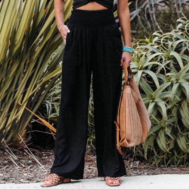 Womens Wide Leg Trousers Comfortable Relaxed Fit