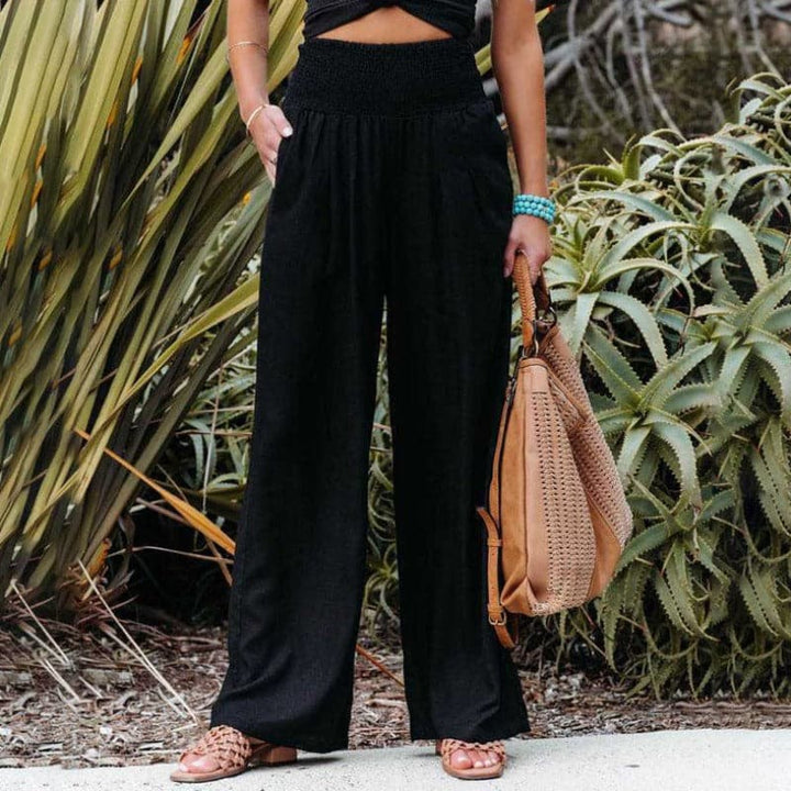 Womens Wide Leg Trousers Comfortable Relaxed Fit