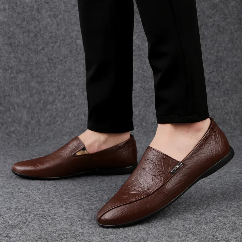 Mens Loafers Genuine Leather Slip-On