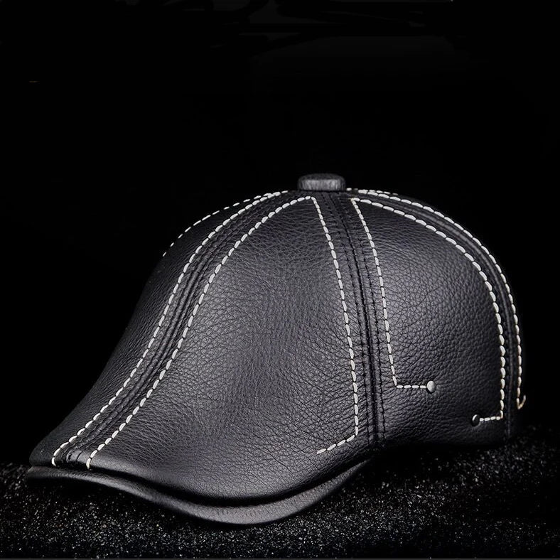 Mens Leather Beret Classic Hat