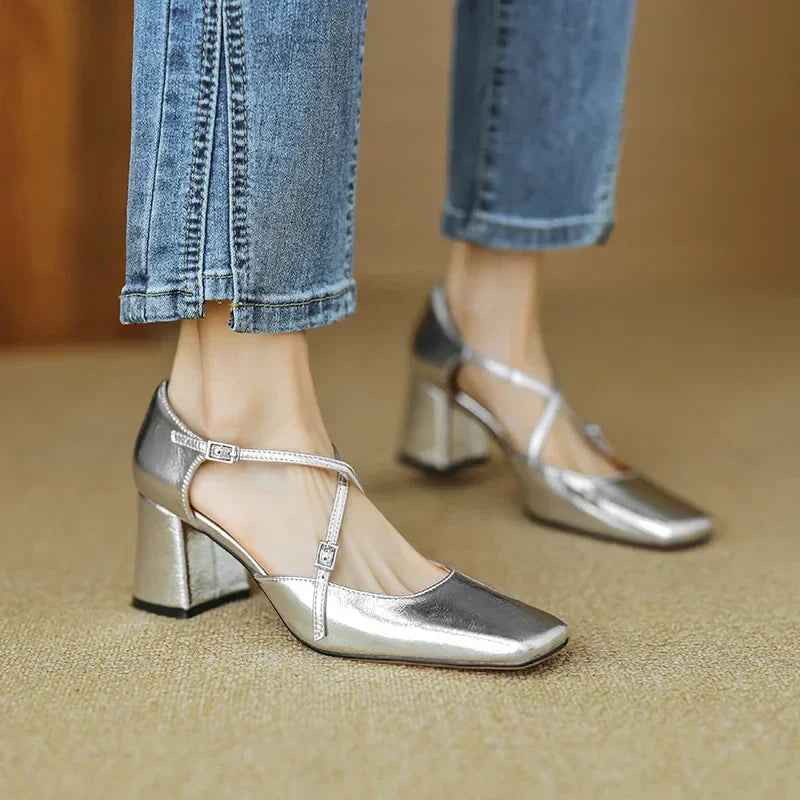 Womens Genuine Leather Heels Classic Fit