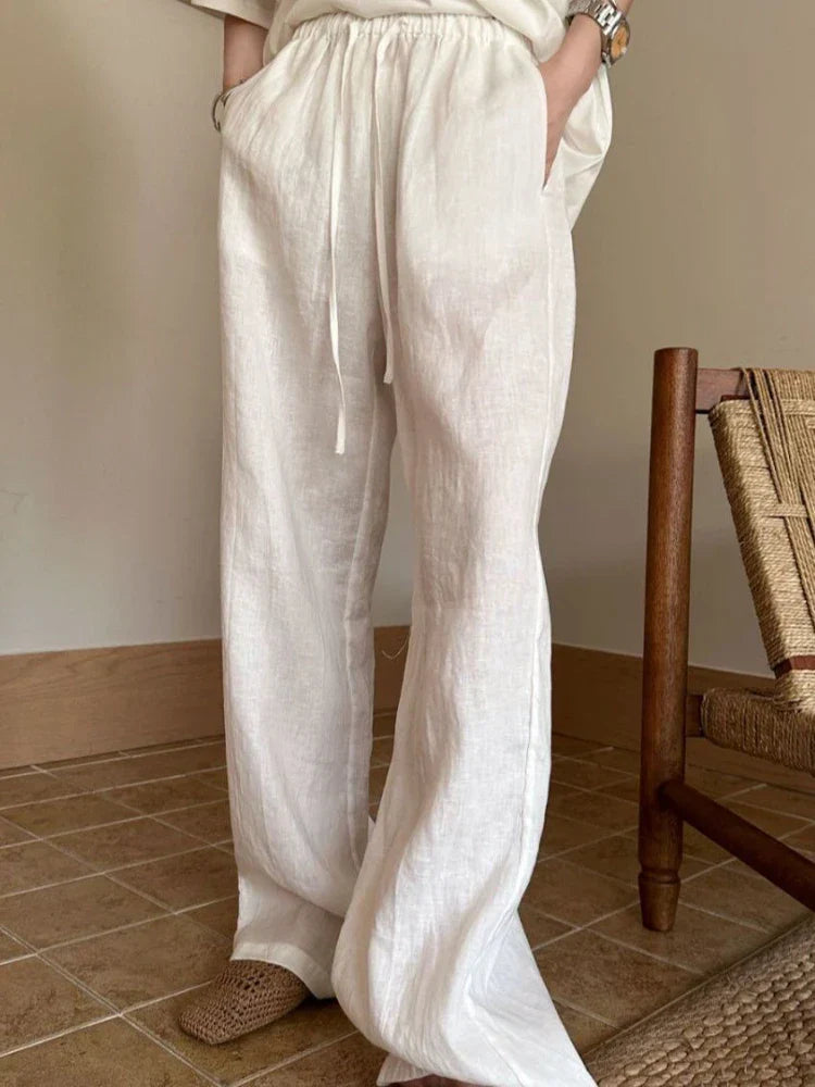 Womens Loose Fit Comfort Cotton Pants - BritishMode