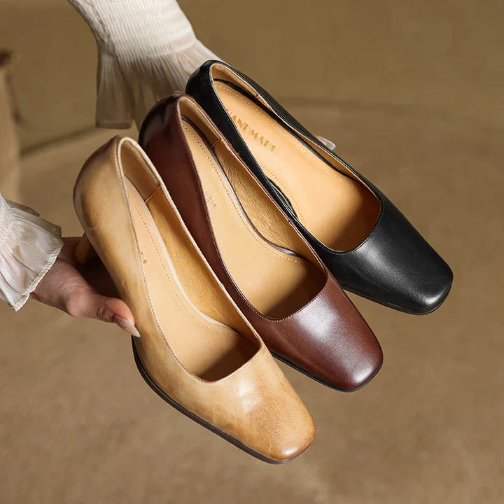 Womens Genuine Leather Heels Classic Fit