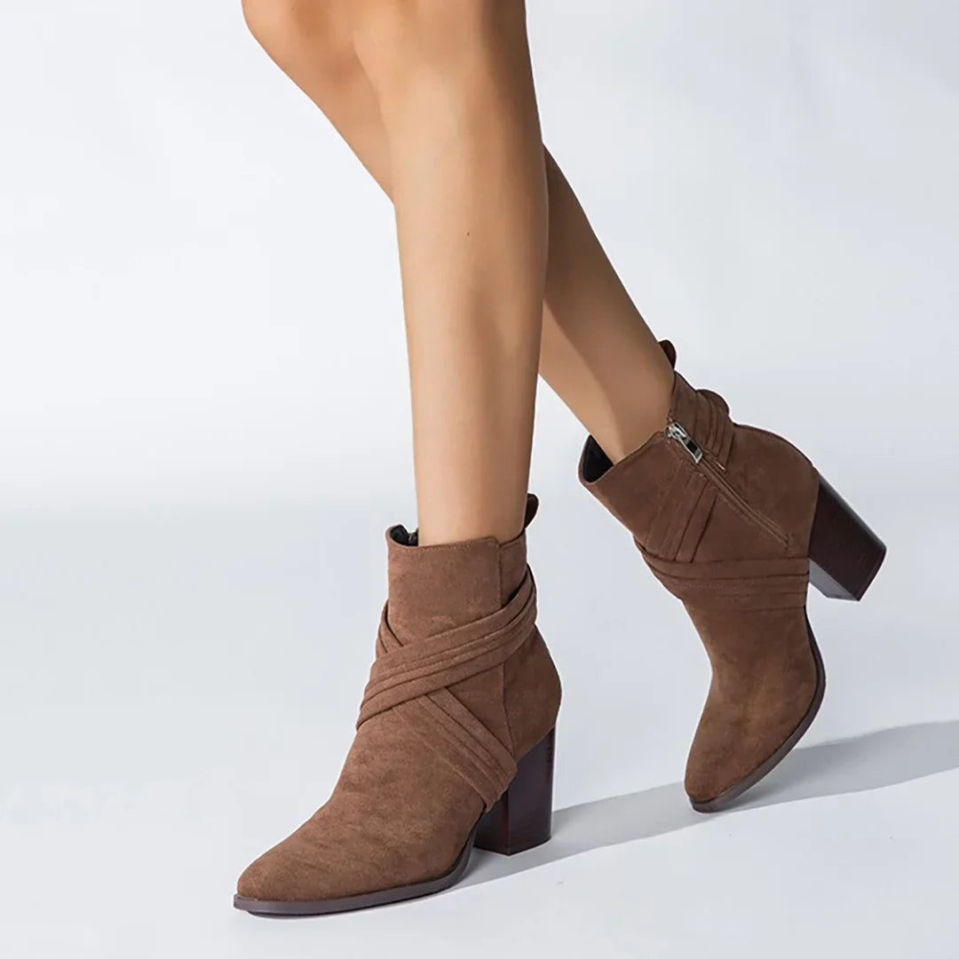 Womens Ankle Boots Leather Slip-On