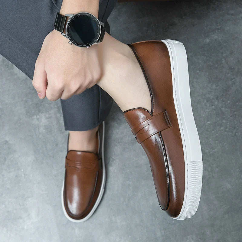 Mens Loafers Genuine Leather Slip-On