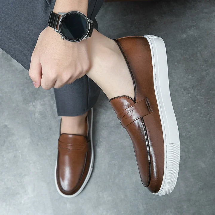 Mens Loafers Genuine Leather Slip-On