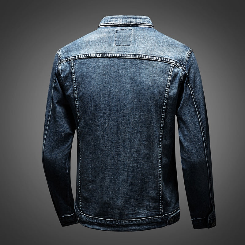 Mens Denim Jacket Classic Biker Style