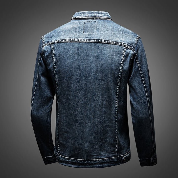 Mens Denim Jacket Classic Biker Style