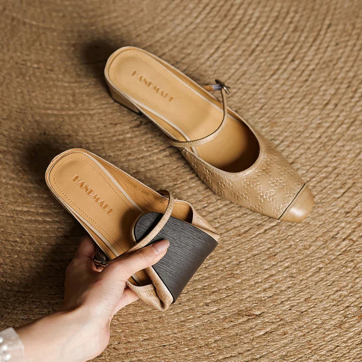 Womens Leather Mules Genuine Leather Slip-On