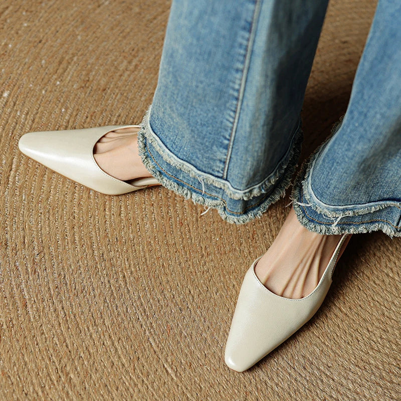 Womens Slingback Shoes Genuine Leather Classic Fit