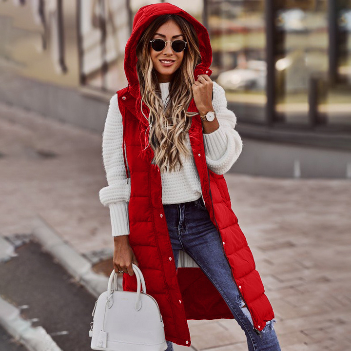 Womens Hooded Winter Vest Insulated Quilted