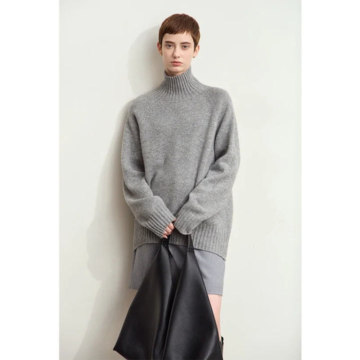 Womens Pullover Sweater Wool Blend Relaxed Fit