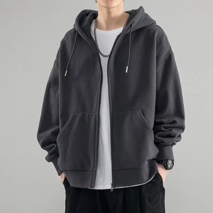 Mens Hooded Sweater with Zip Relaxed Fit