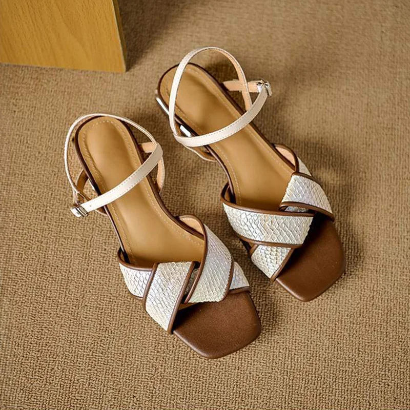 Womens Leather Sandals Comfortable Flat Fit