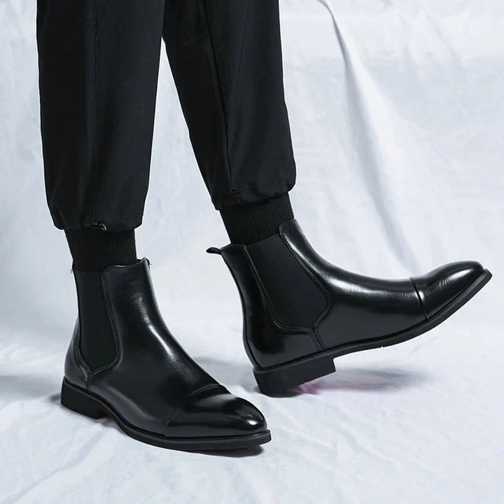 Mens Chelsea Boots Shiny PU Leather Slip-On