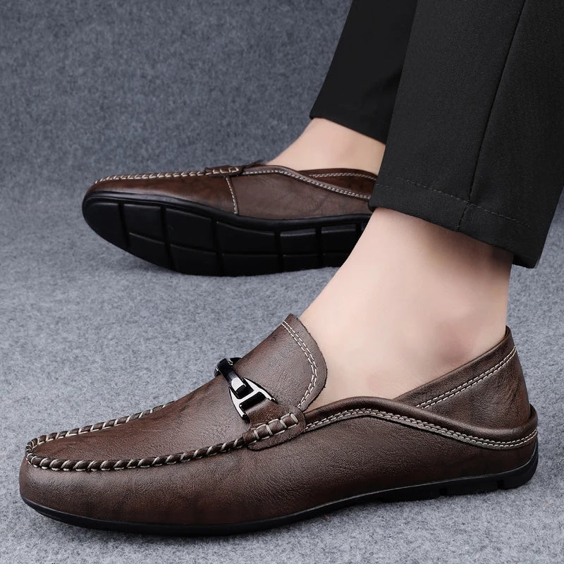 Mens Loafers Genuine Leather Slip-On