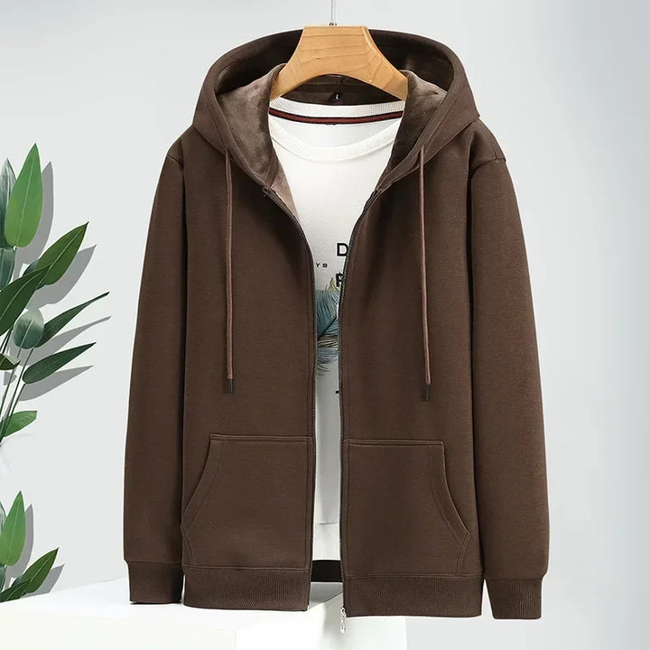 Mens Hooded Sweatshirt Zip-Up Relaxed Fit