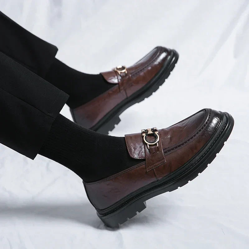 Mens Leather Loafers Slip-On Classic Fit
