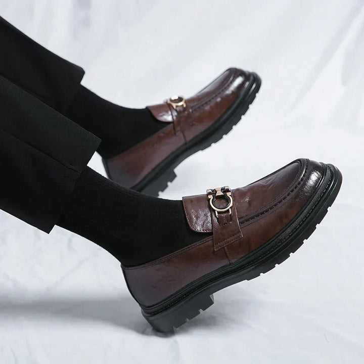 Mens Leather Loafers Slip-On Classic Fit