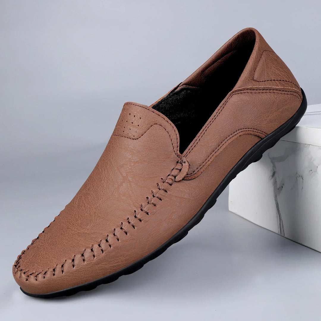 Mens Leather Loafers Slip-On Classic Fit - BritishMode