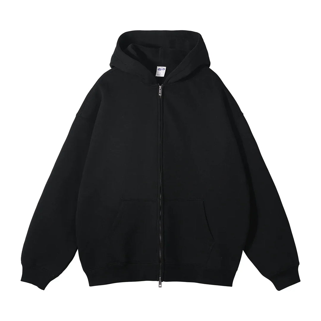 Unisex Fleece Zip-Up Hoodie Thick Warm