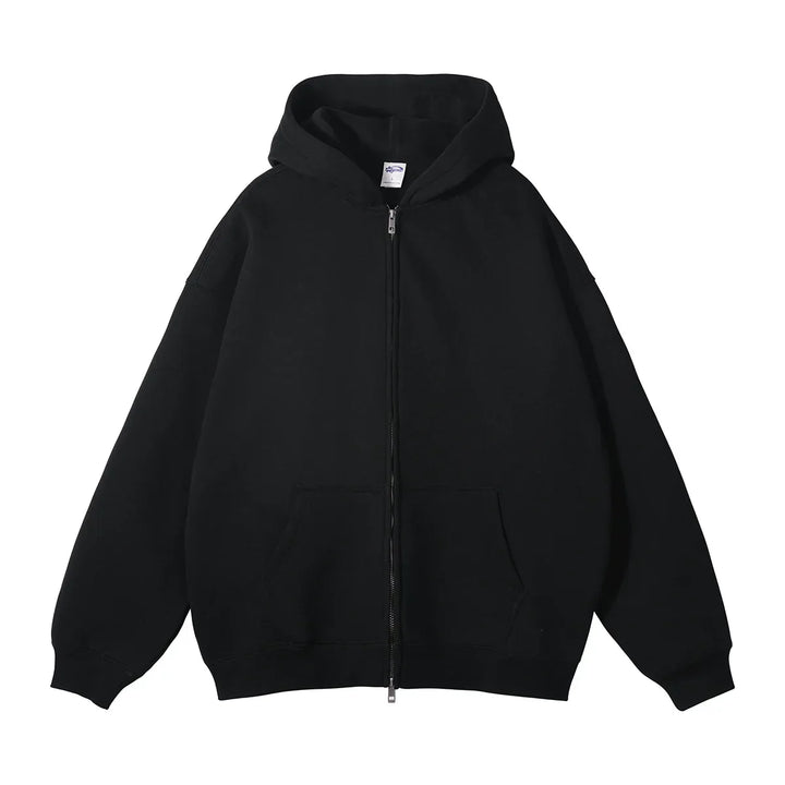 Unisex Fleece Zip-Up Hoodie Thick Warm