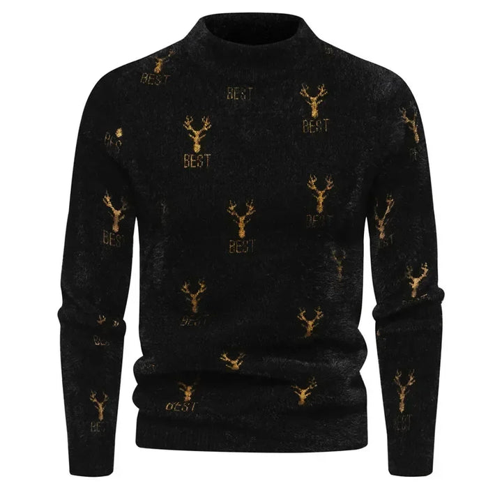 Mens Faux Fur Crew Neck Sweater