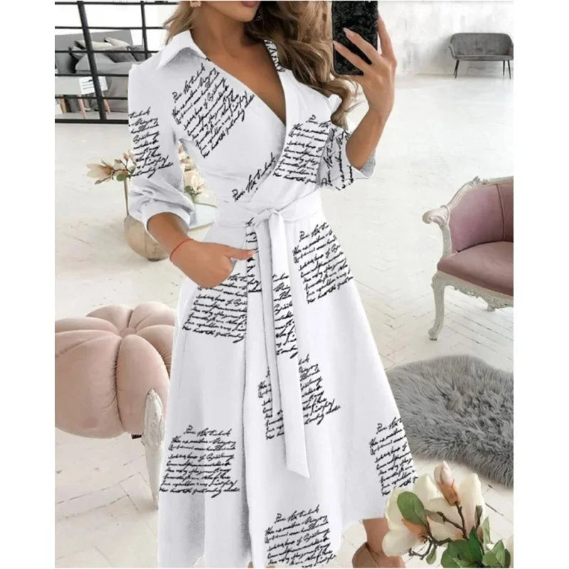 Womens Wrap Dress Long Sleeve Elegant Style