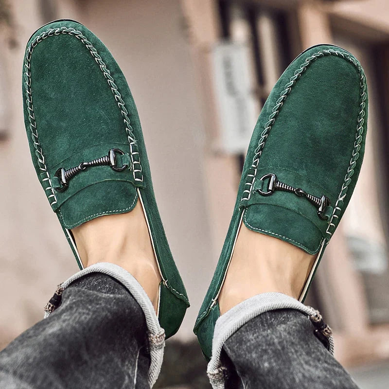 Mens Loafers Genuine Suede Slip-On