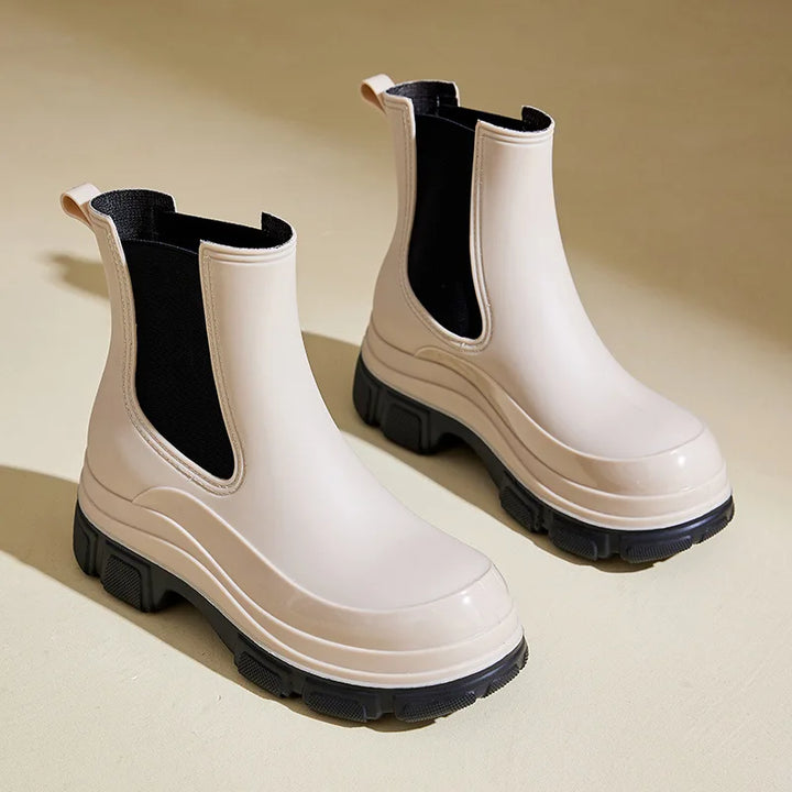Womens Ankle Boots Chunky Sole Slip-On - BritishMode