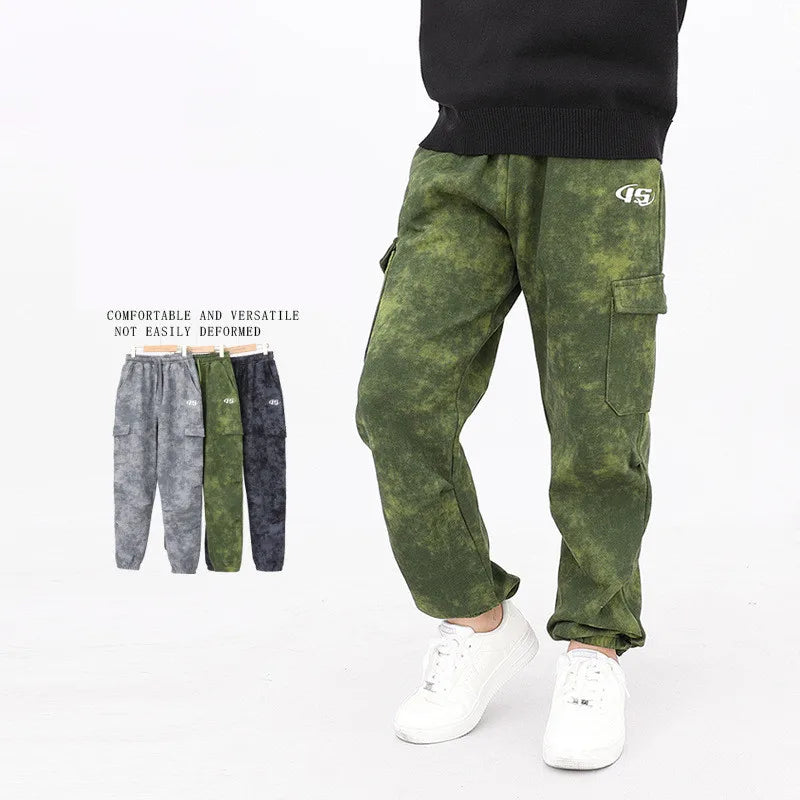 Boys Cargo Jogger Pants Army Style Relaxed Fit - BritishMode